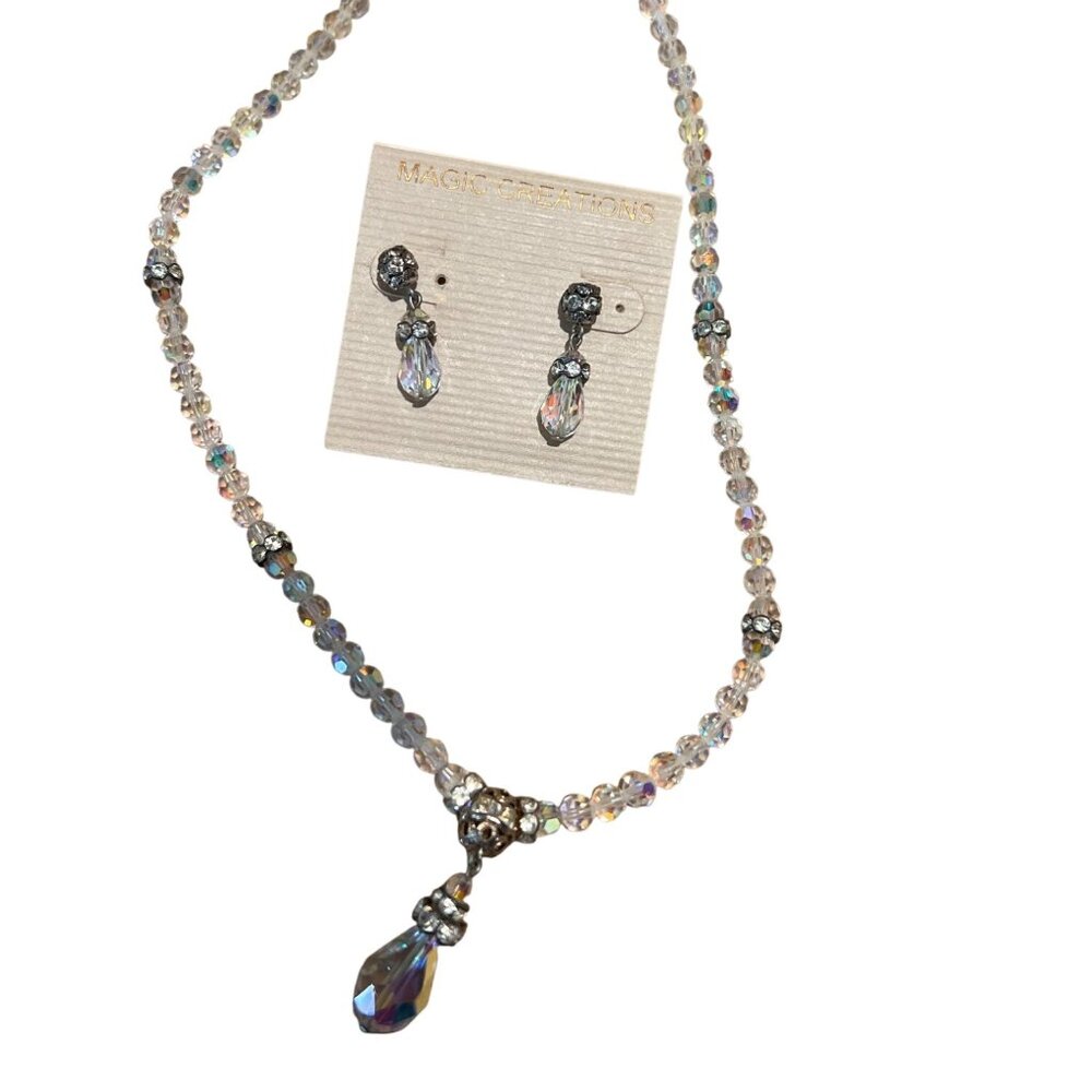 MAGIC CREATIONS clear crystal necklace earrings set NORDSTROM $40